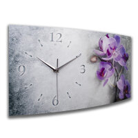 Orchidee Relax Designer-Wanduhr mit leisem Uhrwerk aus Alu