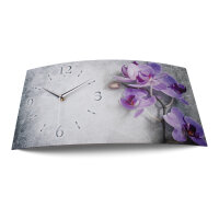 Orchidee Relax Designer-Wanduhr mit leisem Uhrwerk aus Alu