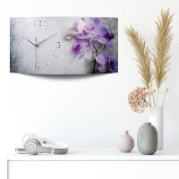 Orchidee Relax Designer-Wanduhr mit leisem Uhrwerk aus Alu