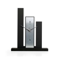 Designer-Standuhr &bdquo;Stairs&ldquo; aus Holz &ndash; schwarze Tischuhr in modernem Metallic-Look ohne Ticken