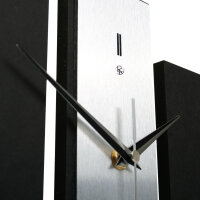 Designer-Standuhr &bdquo;Stairs&ldquo; aus Holz &ndash; schwarze Tischuhr in modernem Metallic-Look ohne Ticken