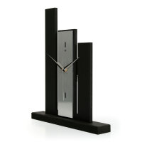 Designer-Standuhr &bdquo;Stairs&ldquo; aus Holz &ndash; schwarze Tischuhr in modernem Metallic-Look ohne Ticken
