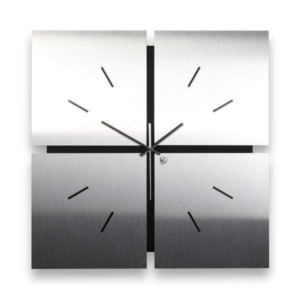 Designer-Wanduhr &bdquo;Silver Squares&ldquo; in modernem Metallic-Look