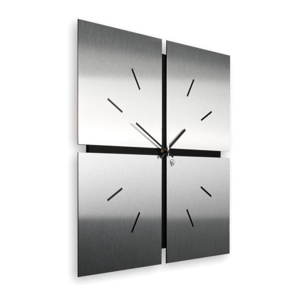 Designer-Wanduhr &bdquo;Silver Squares&ldquo; in modernem Metallic-Look