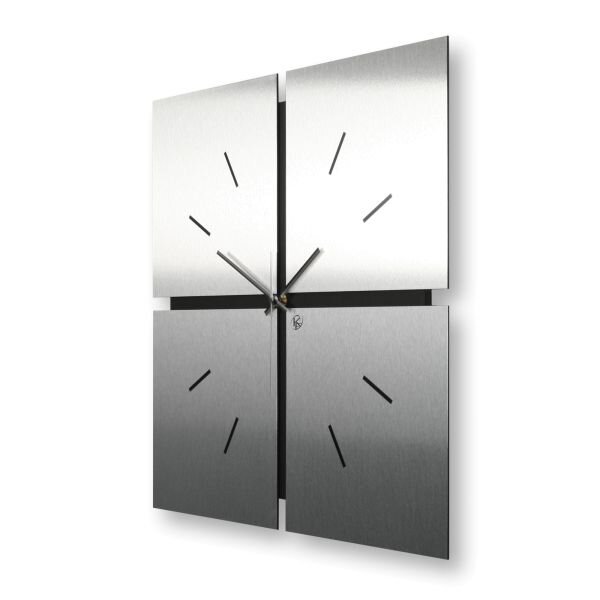 Designer-Wanduhr &bdquo;Silver Squares&ldquo; in modernem Metallic-Look