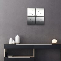Designer-Wanduhr &bdquo;Silver Squares&ldquo; in modernem Metallic-Look