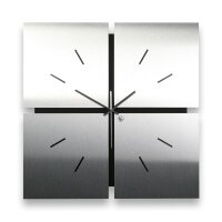 Designer-Wanduhr &bdquo;Silver Squares&ldquo; in modernem Metallic-Look