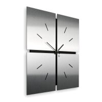 Designer-Wanduhr &bdquo;Silver Squares&ldquo; in modernem Metallic-Look
