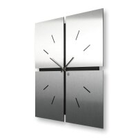Designer-Wanduhr &bdquo;Silver Squares&ldquo; in modernem Metallic-Look