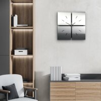 Designer-Wanduhr &bdquo;Silver Squares&ldquo; in modernem Metallic-Look