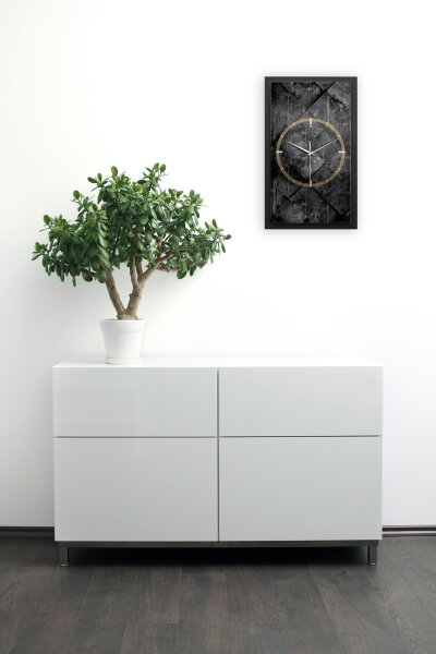 3D Wanduhr "Black Structure" aus gebürstetem Aluminium & MDF mit leisem Funk- oder Quarzuhrwerk