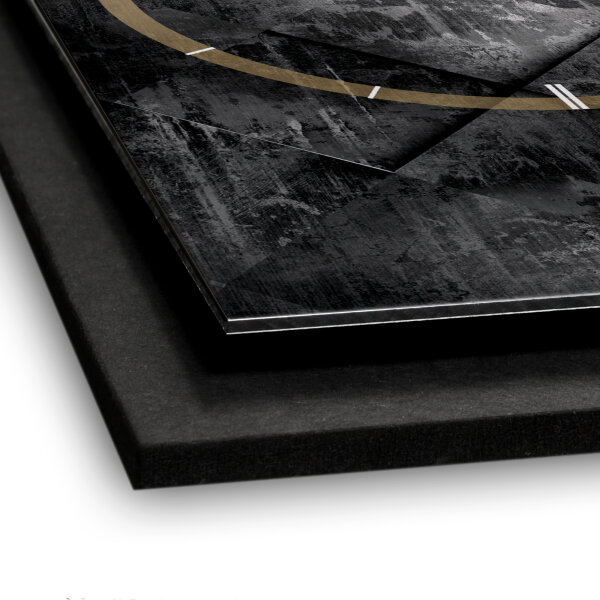 3D Wanduhr "Black Structure" aus gebürstetem Aluminium & MDF mit leisem Funk- oder Quarzuhrwerk