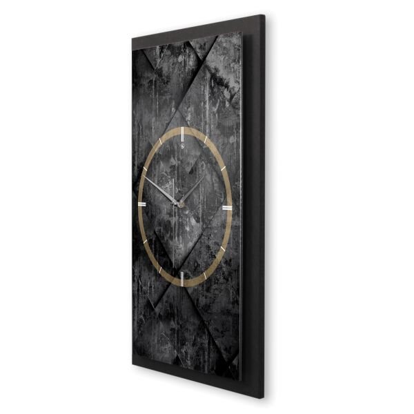 3D Wanduhr "Black Structure" aus gebürstetem Aluminium & MDF mit leisem Funk- oder Quarzuhrwerk