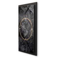 3D Wanduhr "Black Structure" aus gebürstetem Aluminium & MDF mit leisem Funk- oder Quarzuhrwerk