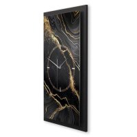 3D Wanduhr "Black & Gold Waves" aus gebürstetem Aluminium & MDF mit leisem Funk- oder Quarzuhrwerk