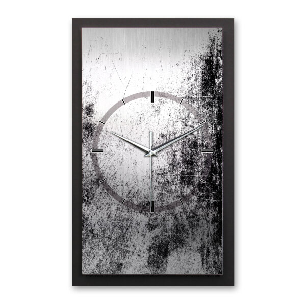 3D Wanduhr "Scratched Metal" aus gebürstetem Aluminium & MDF mit leisem Funk- oder Quarzuhrwerk
