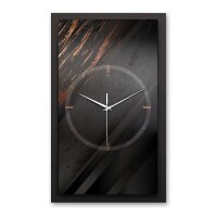 3D Wanduhr "Black & Bronze" aus gebürstetem Aluminium & MDF mit leisem Funk- oder Quarzuhrwerk