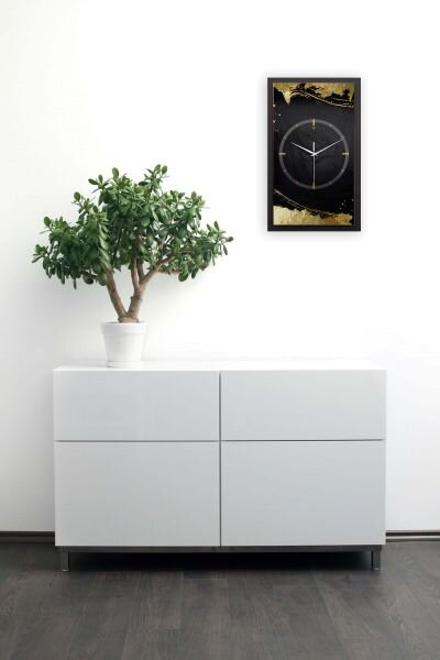 3D Wanduhr "Gold on Black" aus gebürstetem...