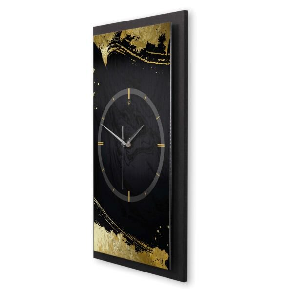 3D Wanduhr "Gold on Black" aus gebürstetem...