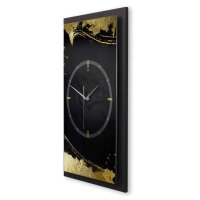 3D Wanduhr "Gold on Black" aus gebürstetem Aluminium & MDF mit leisem Funk- oder Quarzuhrwerk