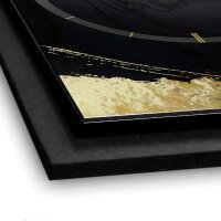 3D Wanduhr "Gold on Black" aus gebürstetem Aluminium & MDF mit leisem Funk- oder Quarzuhrwerk