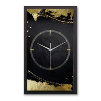 3D Wanduhr "Gold on Black" aus gebürstetem Aluminium & MDF mit leisem Funk- oder Quarzuhrwerk