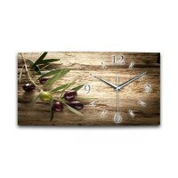 Olive Designer-Wanduhr mit leisem Uhrwerk aus Alu