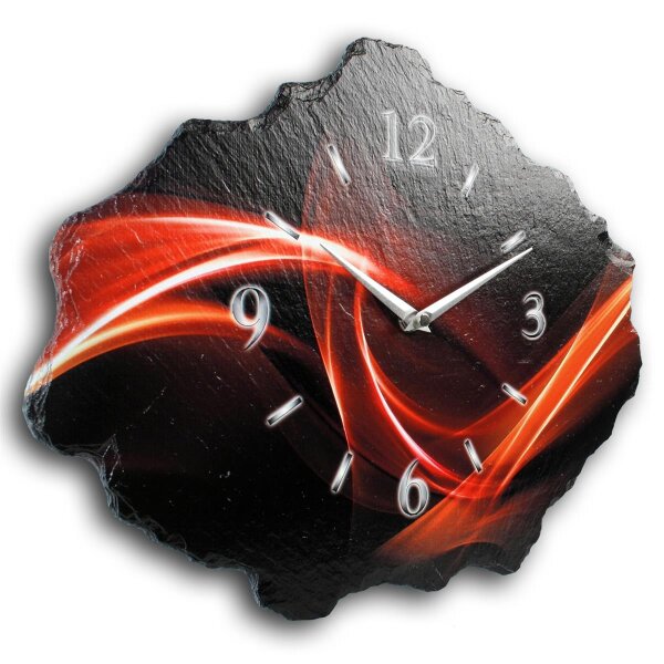 Abstrakt Designer Funk-Wanduhr aus echtem Naturschiefer...