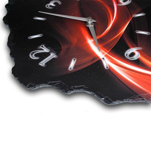 Abstrakt Designer Funk-Wanduhr aus echtem Naturschiefer mit leisem Funk- oder Quarzuhrwerk