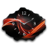 Abstrakt Designer Funk-Wanduhr aus echtem Naturschiefer mit leisem Funk- oder Quarzuhrwerk