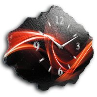Abstrakt Designer Funk-Wanduhr aus echtem Naturschiefer mit leisem Funk- oder Quarzuhrwerk