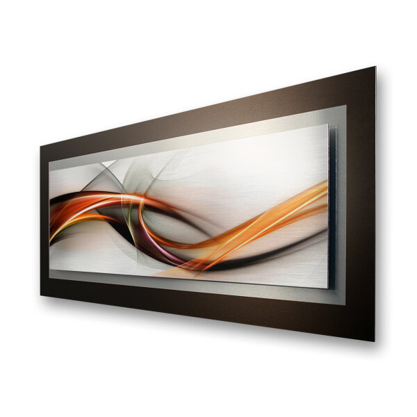Waves &ndash; 3D Alu Metallic Wandbild aus geb&uuml;rstetem Aluminium