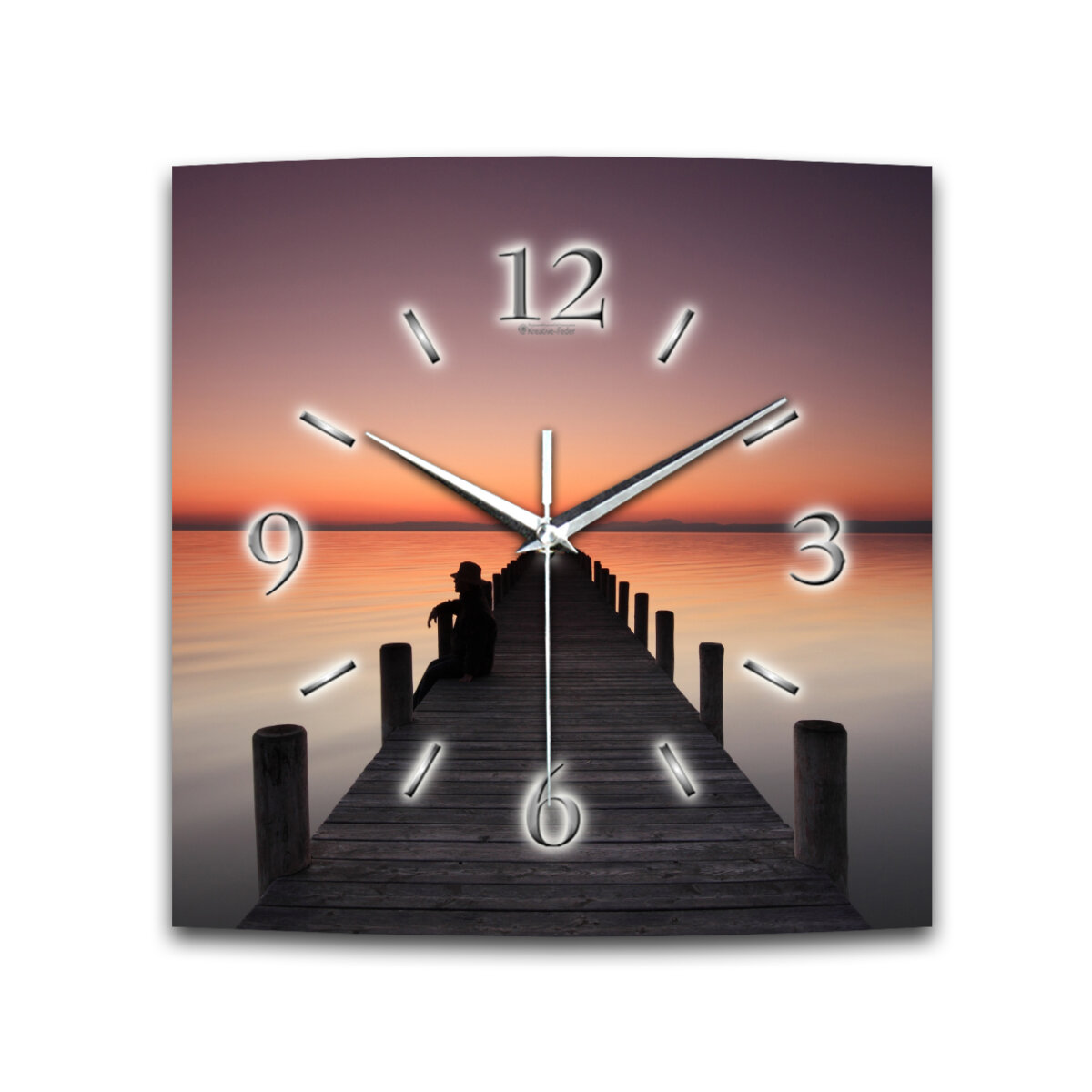 Sonnenuntergang Designer-Wanduhr mit leisem Uhrwerk aus Alu
