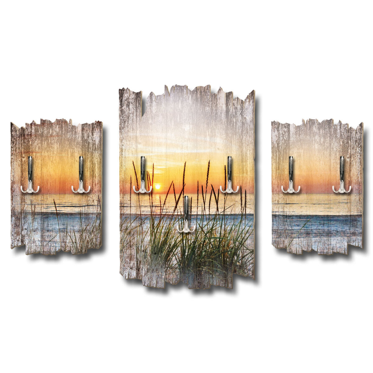 Abendspaziergang am Strand Shabby chic 3-Teiler Garderobe aus MDF