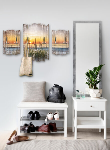 Abendspaziergang am Strand Shabby chic 3-Teiler Garderobe aus MDF