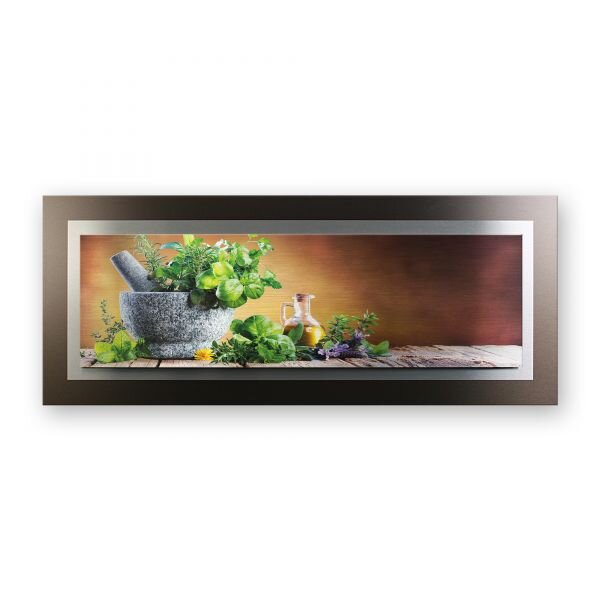 3D Alu-Wandbild "K&uuml;chenkr&auml;uter" aus geb&uuml;rstetem Aluminium