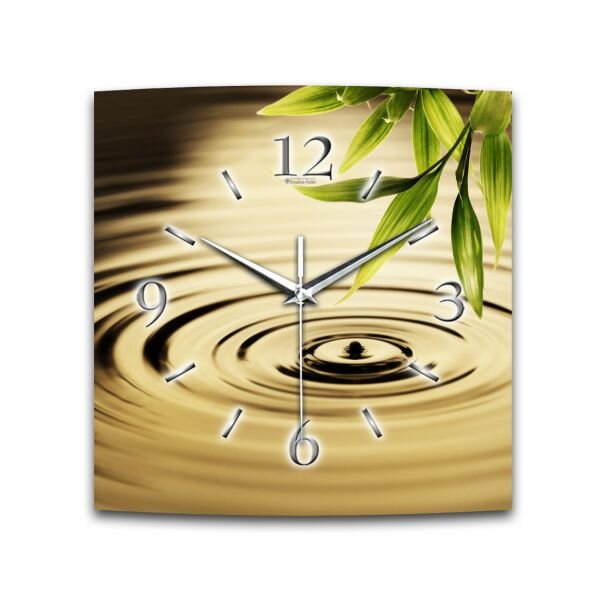 Wassertropfen Designer-Wanduhr mit leisem Uhrwerk aus Alu