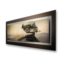 Einsamer Baum &ndash; 3D Alu Metallic Wandbild aus geb&uuml;rstetem Aluminium