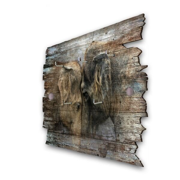 Schlüsselbrett "Elefanten" aus Holz im Shabby-Style mit 5 Haken