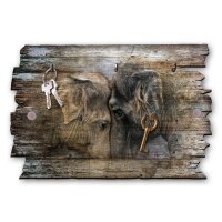 Schlüsselbrett "Elefanten" aus Holz im Shabby-Style mit 5 Haken