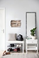 Schlüsselbrett "Holzoptik" im Shabby-Style aus Holz mit 5 Haken