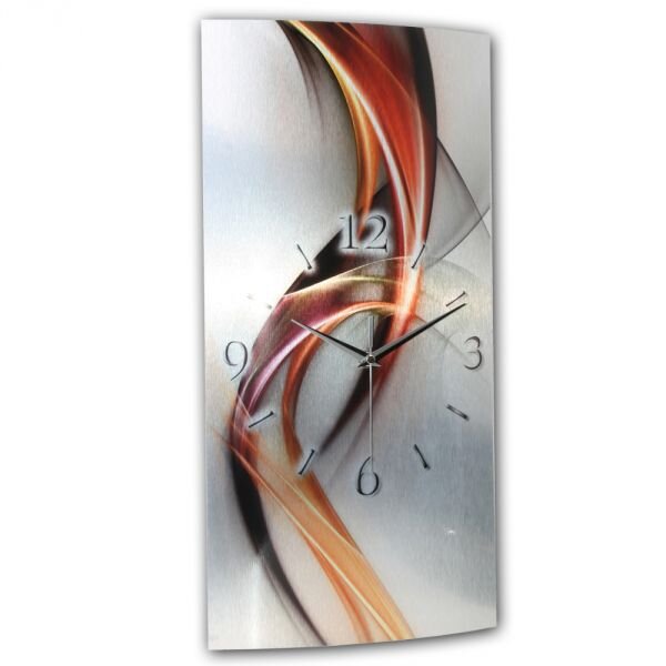 Abstrakt Orange-Rot Designer-Wanduhr mit leisem Uhrwerk...