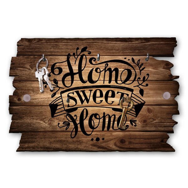 Schl&uuml;sselbrett "Home Sweet Home" aus Holz im Shabby-Style mit 5 Haken