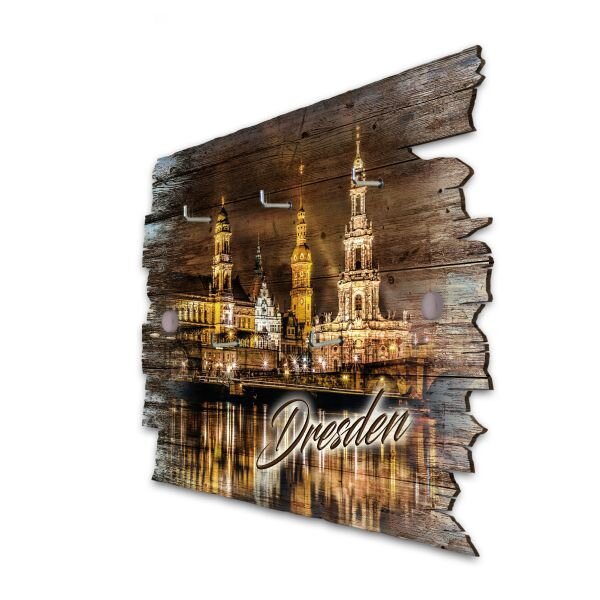 Schlüsselbrett "Dresden" aus Holz im Shabby-Style mit 5 Haken