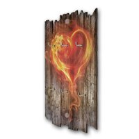 Schlüsselbrett "Flammendes Herz" im Shabby-Style aus Holz mit 6 Haken