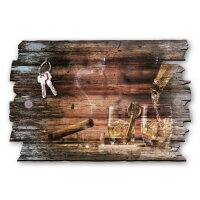 Schl&uuml;sselbrett "Whisky & Zigarre" im Shabby Style aus Holz mit 5 Haken