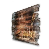 Schl&uuml;sselbrett "Whisky & Zigarre" im Shabby Style aus Holz mit 5 Haken