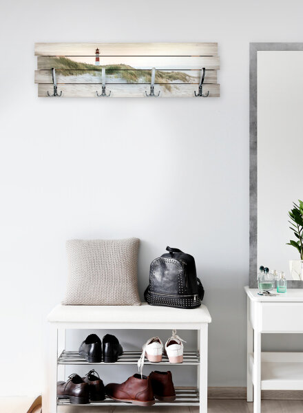 Leuchtturm &ndash; Wandgarderobe aus MDF im Shabby-Chic-Design ca. 30 &times; 100 cm