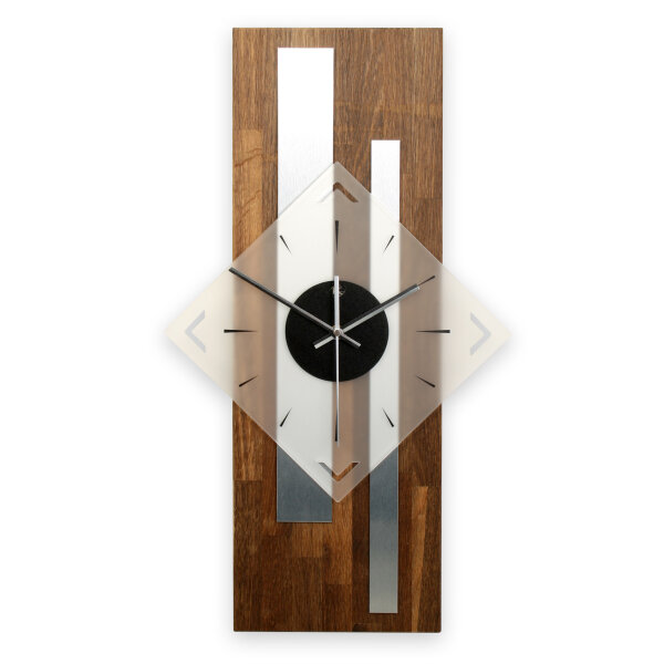 Horizon Designer-Wanduhr aus Massivholz &ndash; Alu-Applikation & leises Uhrwerk