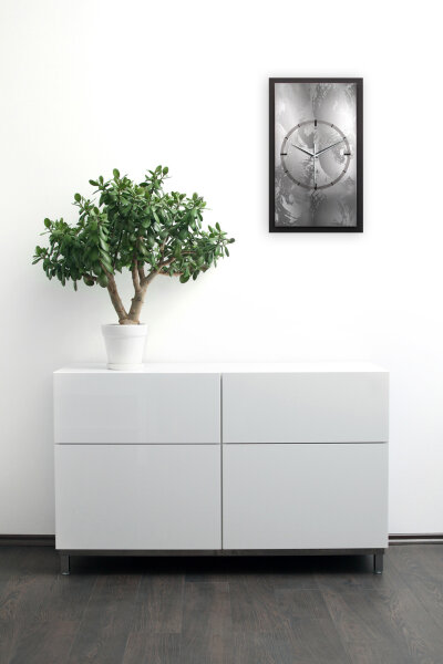 3D Wanduhr "Silver Swirl" aus gebürstetem Aluminium & MDF mit leisem Funk- oder Quarzuhrwerk